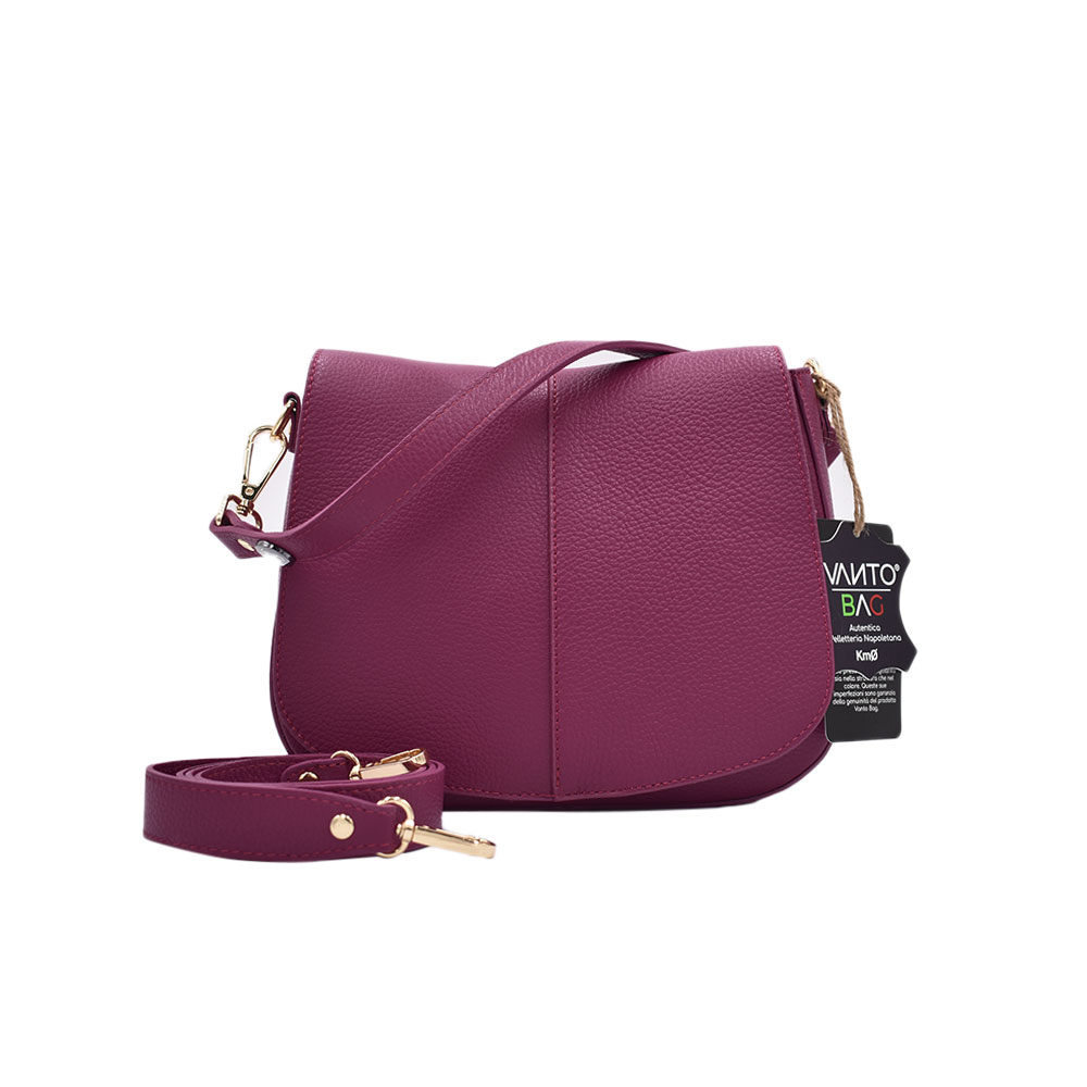Borsa in pelle con pattina tridimensionale